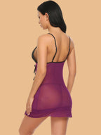 Women's Lace Cup Nightdress With Ribbon Tie Sides