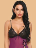 Women's Lace Cup Nightdress With Ribbon Tie Sides
