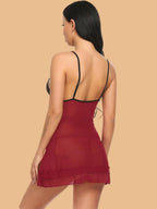 Women's Lace Cup Nightdress With Ribbon Tie Sides