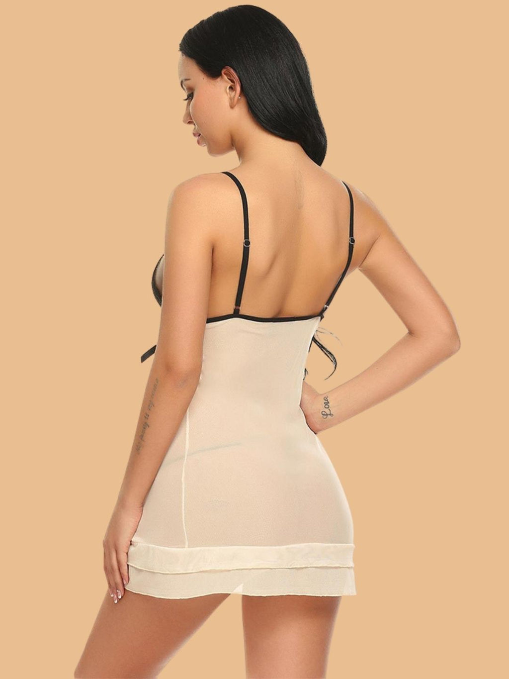 Women's Lace Cup Nightdress With Ribbon Tie Sides