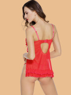 Women's Lace Nightdress With Contrast Bow Detail