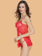 Women's Lace Nightdress With Contrast Bow Detail