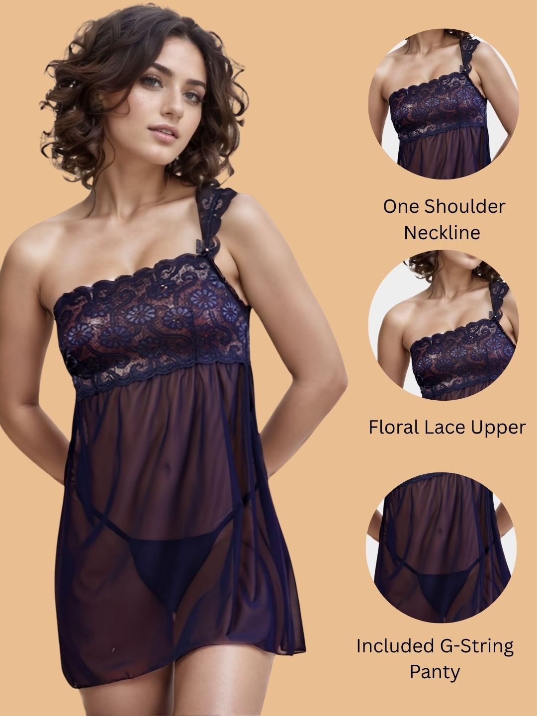 One Shoulder babydoll for women-11006