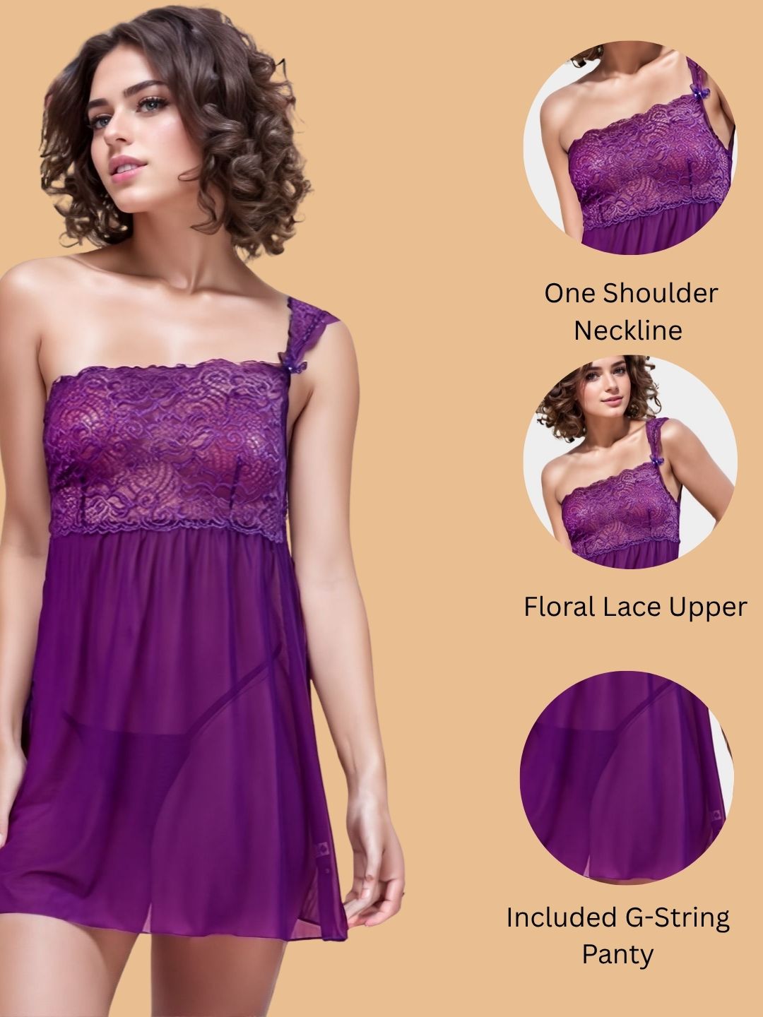One Shoulder babydoll for women-11006