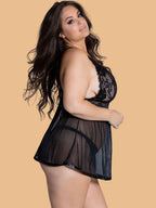 Plus Size Floral Lace Halter Nightdress