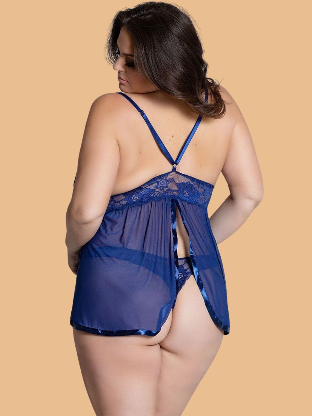 Plus Size Floral Lace Halter Nightdress
