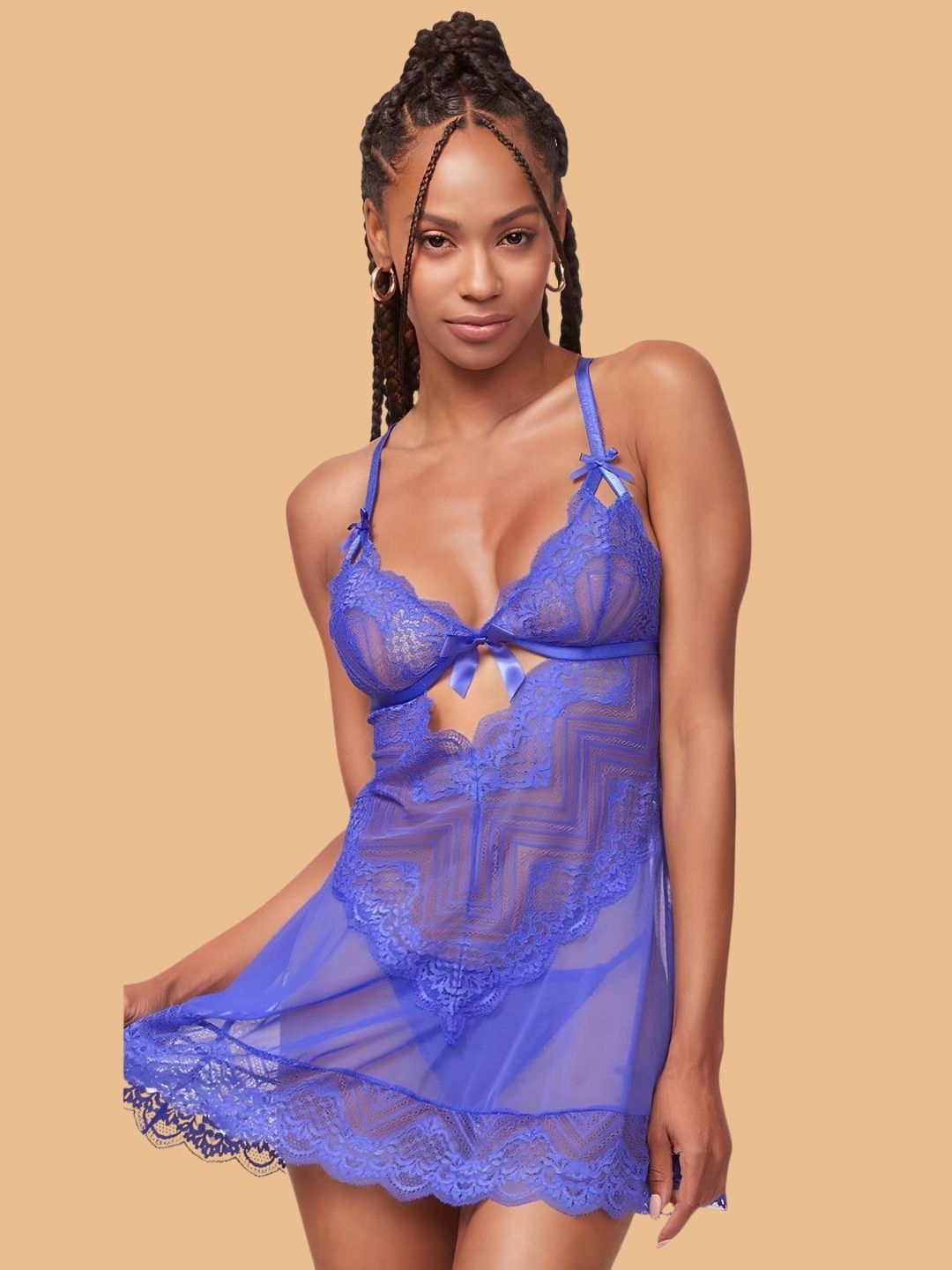 Women's Lace Nightdress With Bow Detail