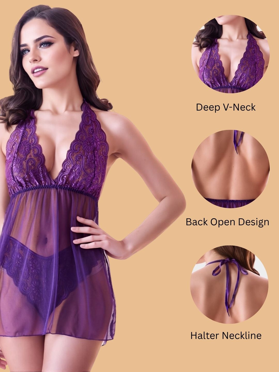 Deep V Neck Babydoll for women-11014