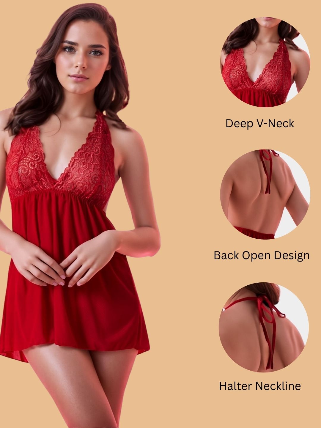Deep V Neck Babydoll for women-11014