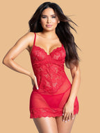 Women's Floral Lace Nightwear Set - Red