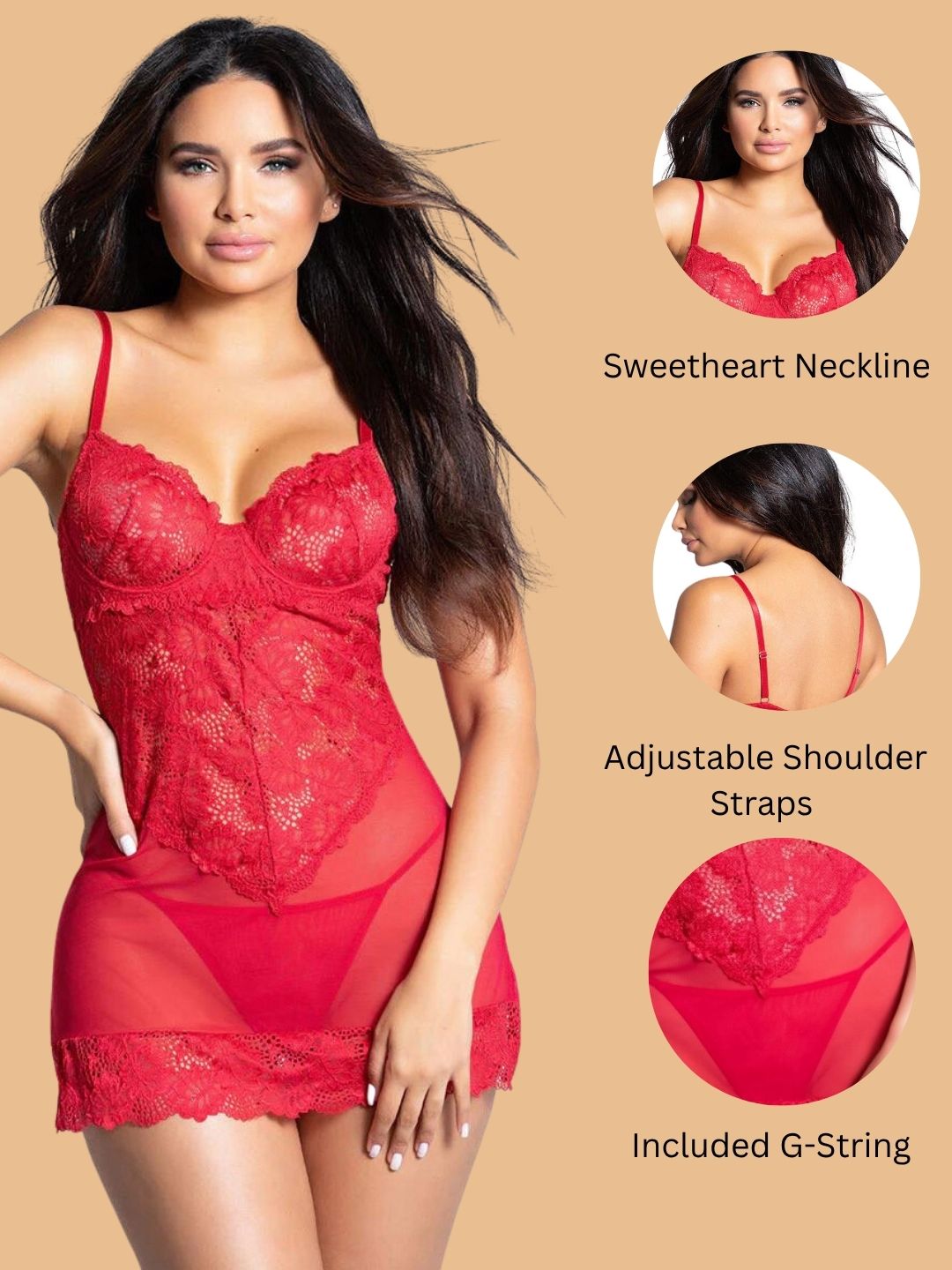 Sweetheart Neck Babydoll for women-11016
