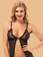 Women's Lace Open-Front Nightdress With G-String