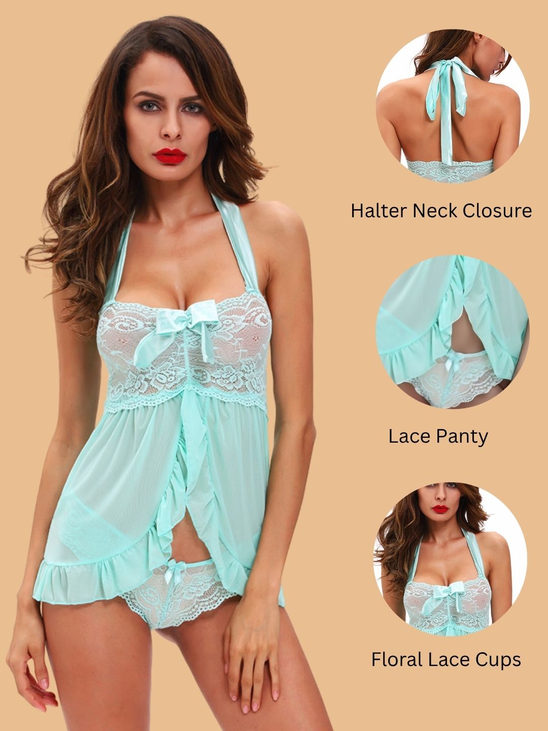Halter Neck Babydoll for women-11027