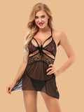 Women's Floral Lace Halter Nightdress With G-String