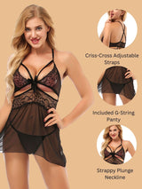 Strappy Lace Babydoll for women-11028