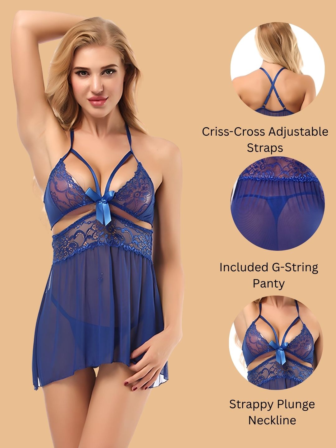 Strappy Lace Babydoll for women-11028