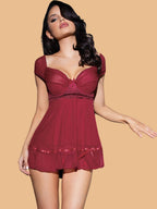 Women's Lace Waistband Cap Sleeve Nightdress With G String
