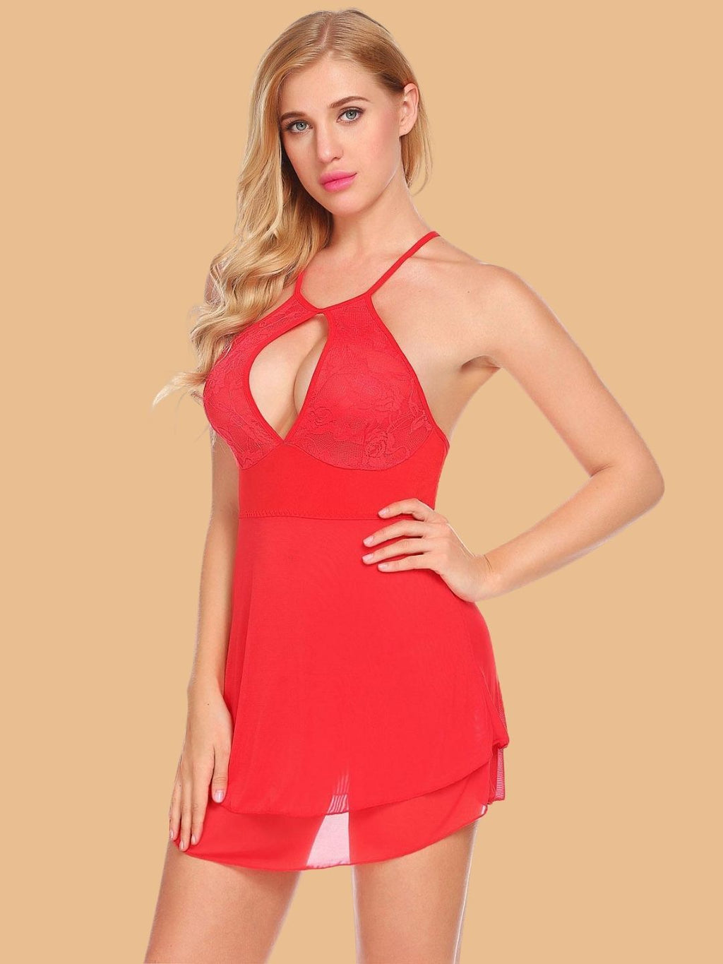 Women's Halter Neck Keyhole Nightdress