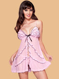 Women's Ruffle Bust Open Front Nightdress With Brief