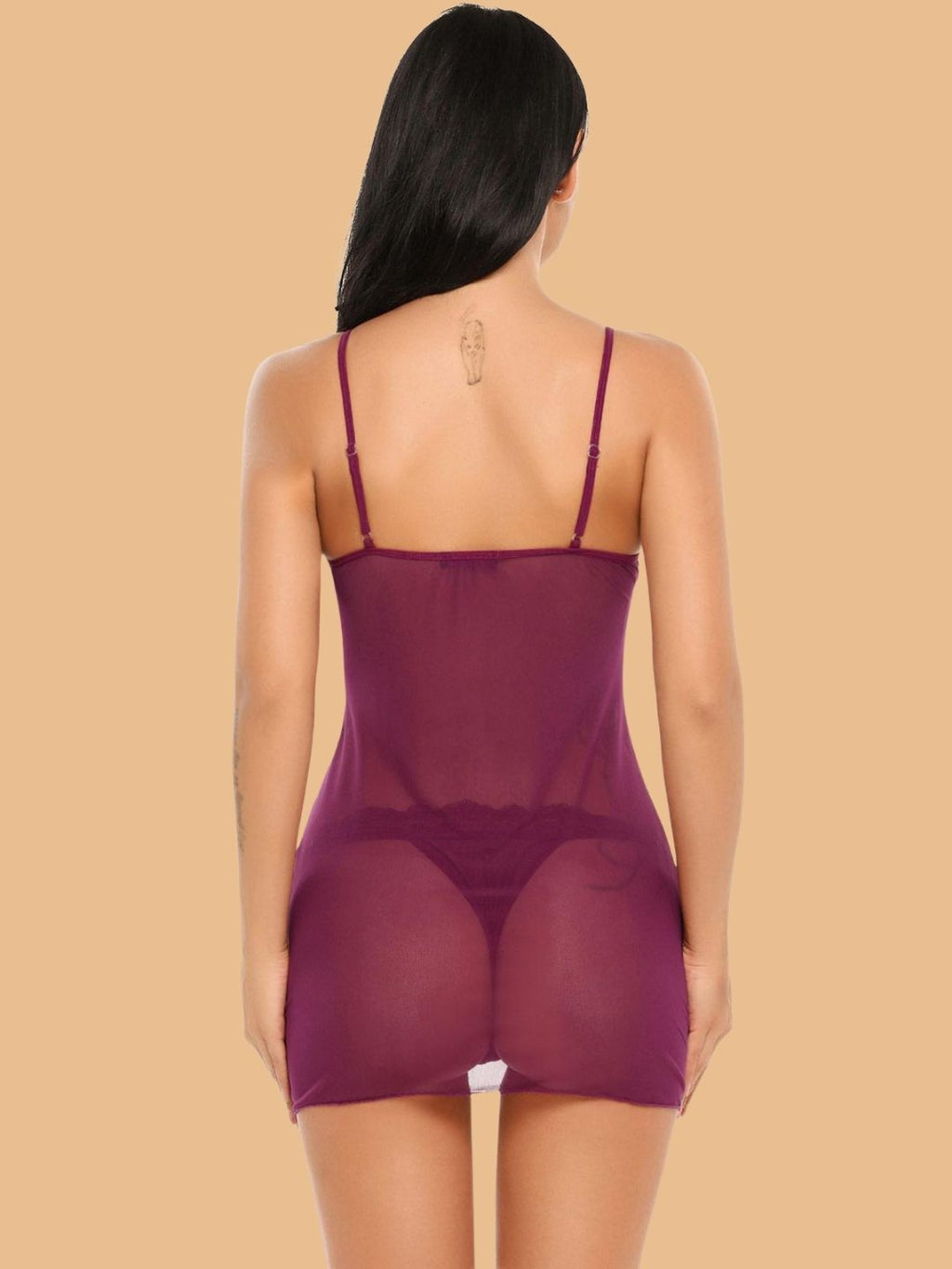 Women's Lace Open Front Nightdress With Thong