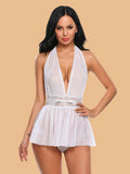 Women's Deep V Halter Nightdress With Lace Waistband