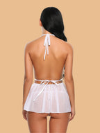 Women's Deep V Halter Nightdress With Lace Waistband