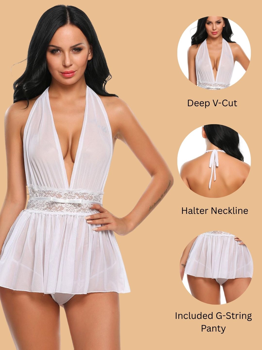 Halter Neck Babydoll for women-11078