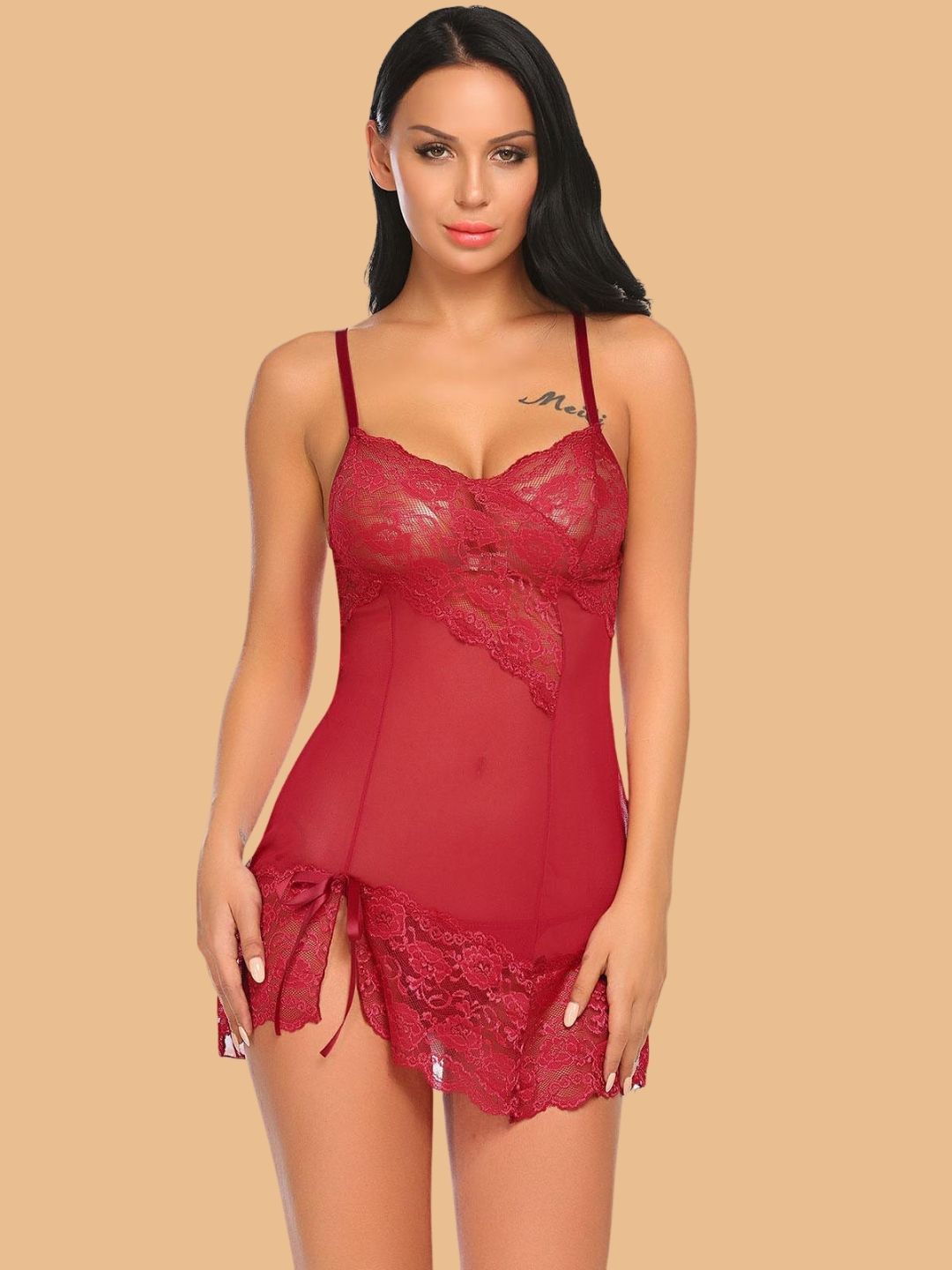 Women's Lace Sweetheart Nightdress With Drawstring