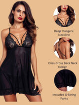 Deep V Neck Babydoll for women-11110