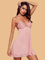 Women's Lace Nightdress - Deep V Neck