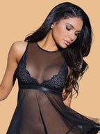 Women's Round Neck Nightdress With Lace Bust