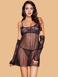 Women's Lace Nightdress With Gloves Set