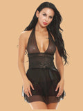 Women's Halter Neck Nightdress With Lace Waist