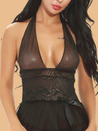 Women's Halter Neck Nightdress With Lace Waist