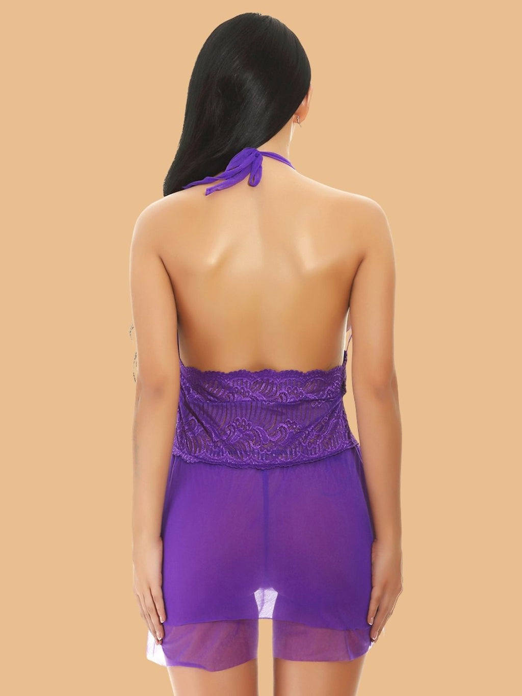 Women's Halter Neck Nightdress With Lace Waist