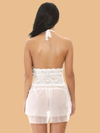 Women's Halter Neck Nightdress With Lace Waist