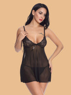 Women's Lace Bust Nightdress With Satin Bow
