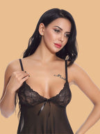 Women's Lace Bust Nightdress With Satin Bow
