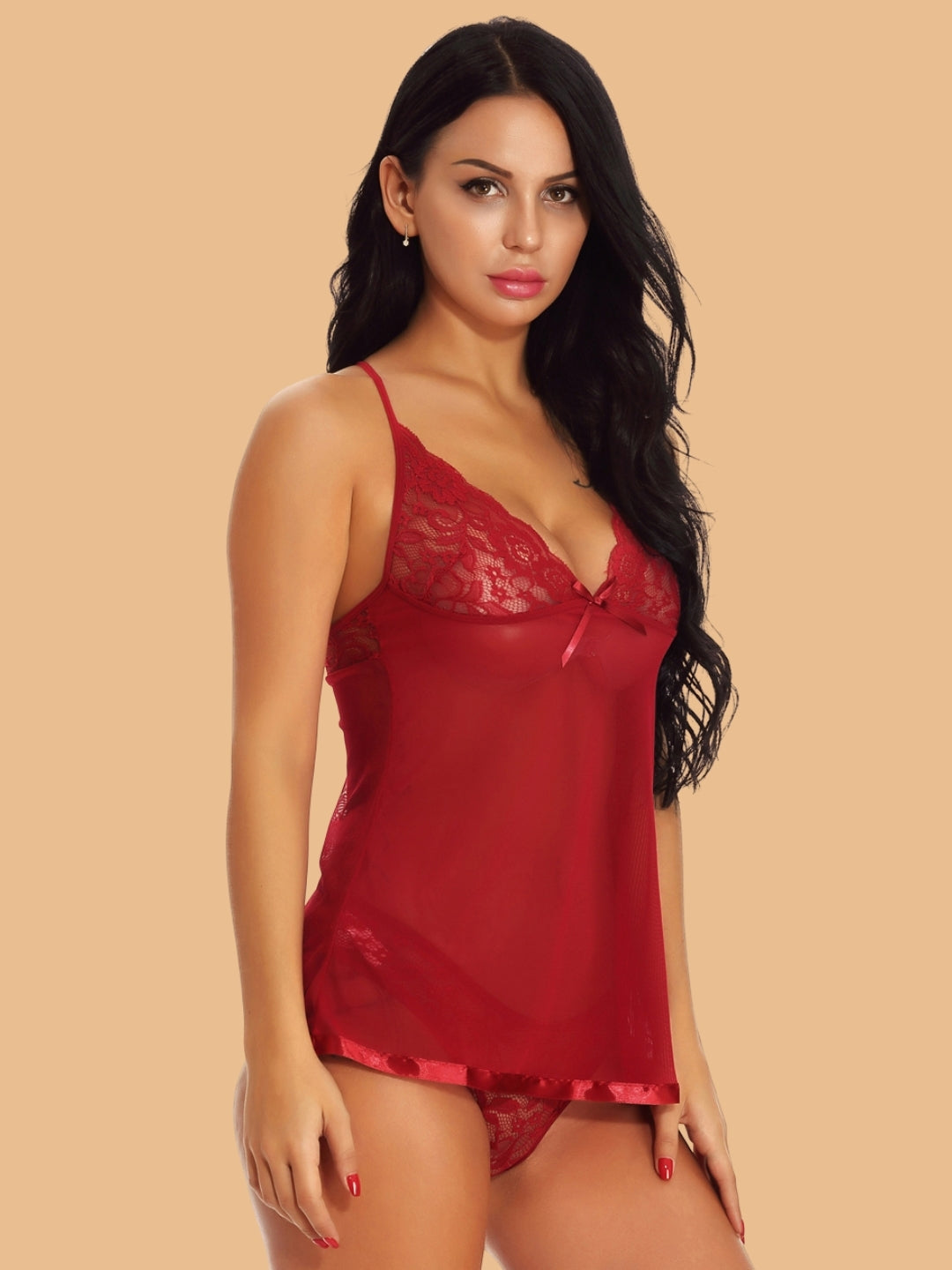 Women's Lace Bust Nightdress With Thong