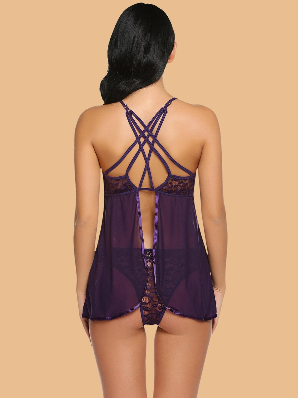 Women's Lace Bust Nightdress With Thong
