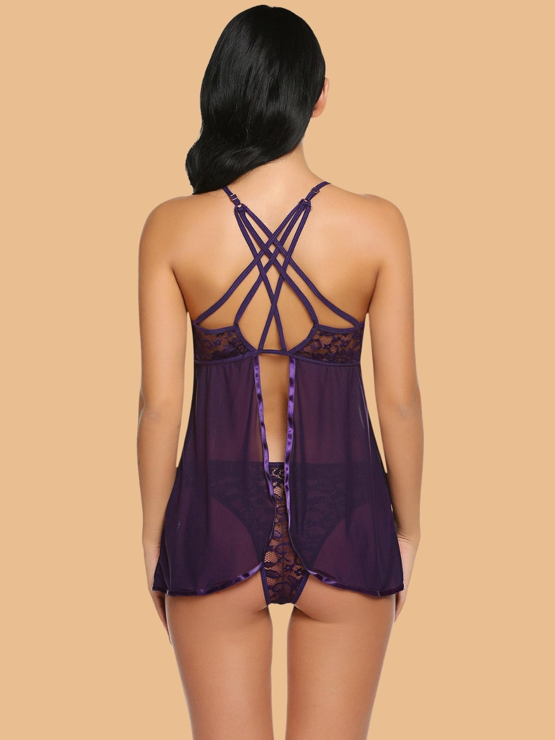 Women's Lace Bust Nightdress With Thong
