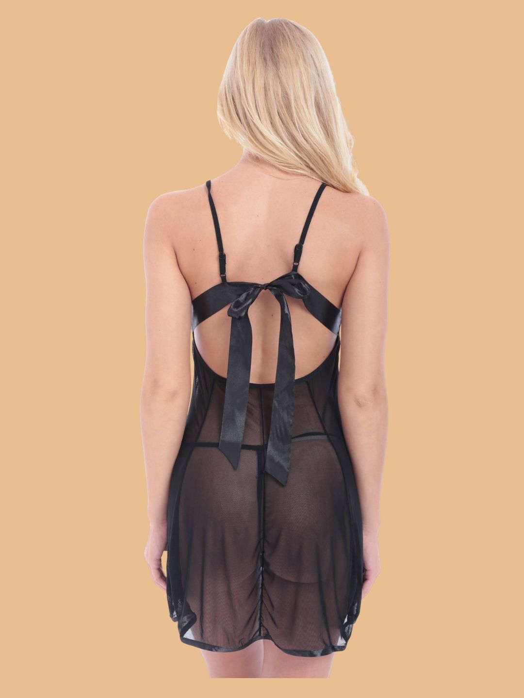 Women's Lace Nightdress With Open Back Bow