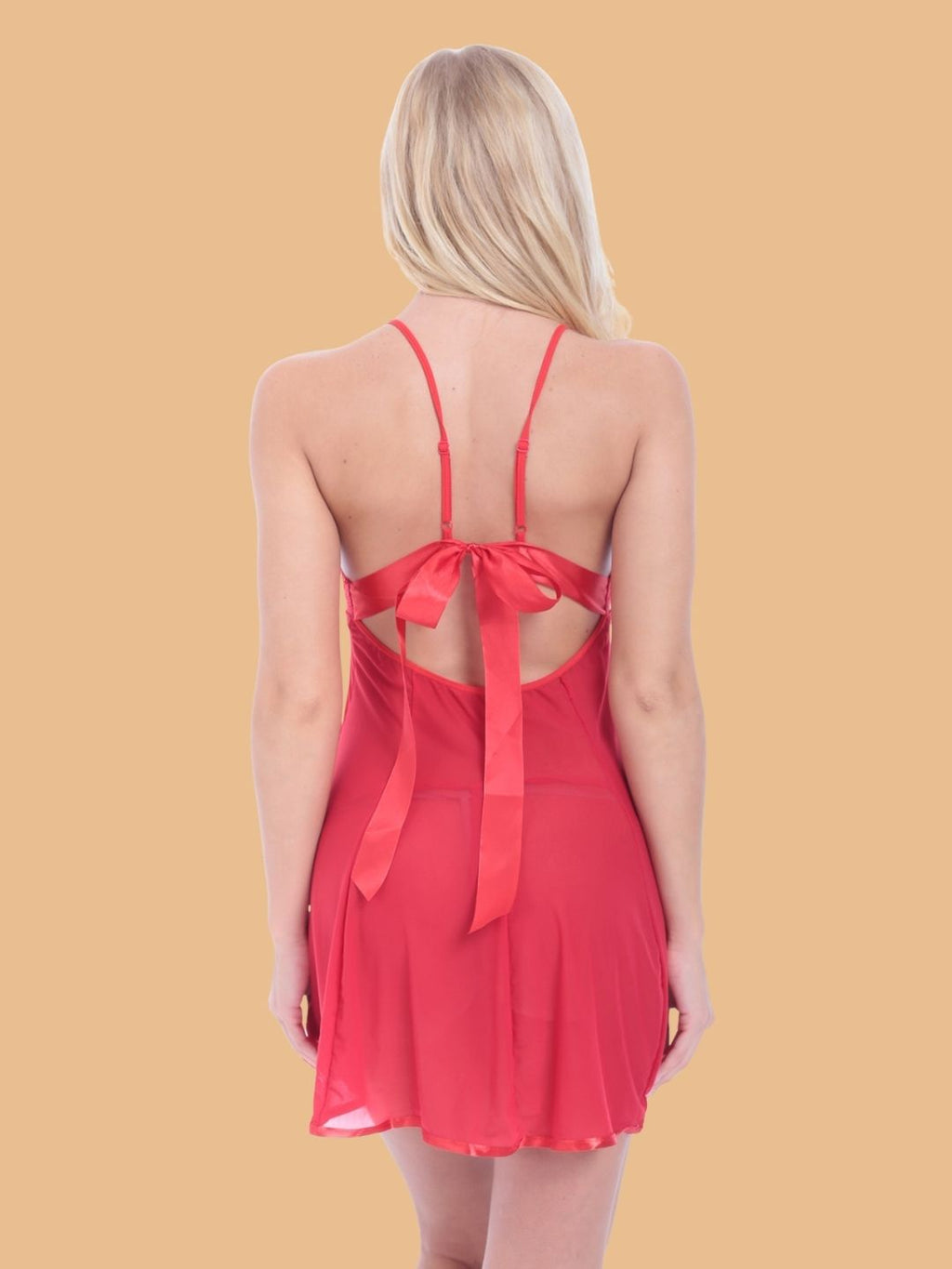 Women's Lace Nightdress With Open Back Bow
