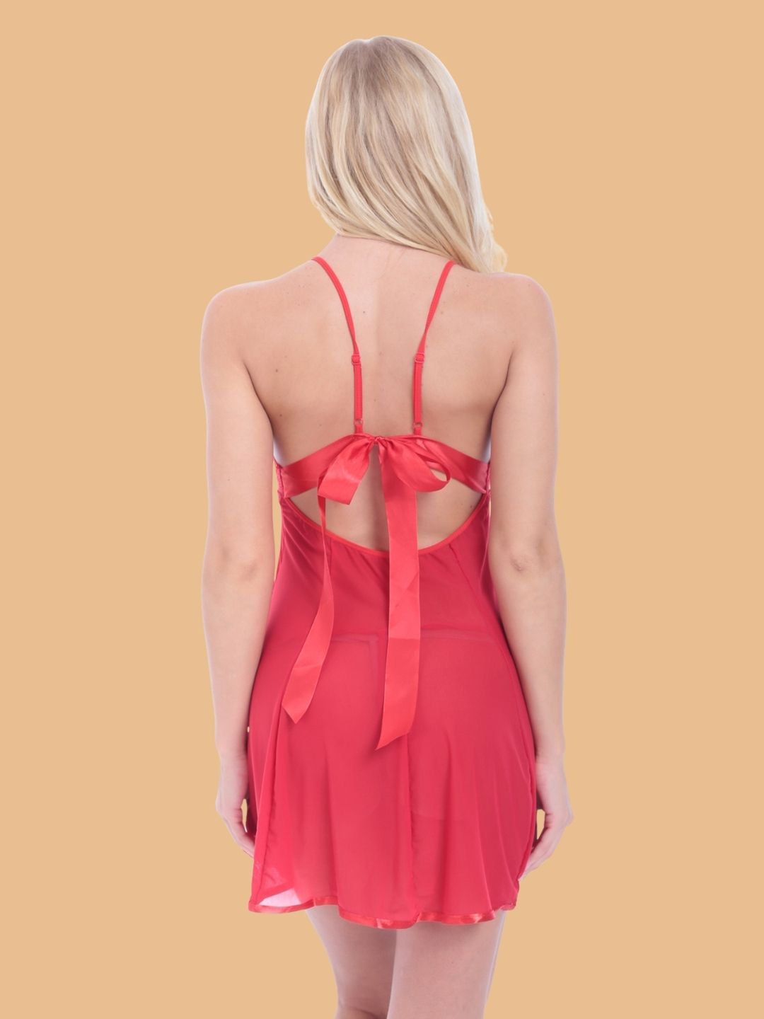 Women's Lace Nightdress With Open Back Bow