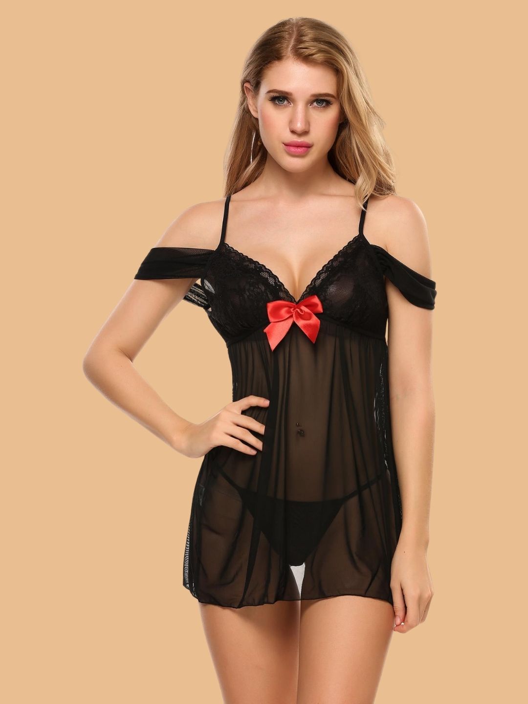 Women's Off Shoulder Lace Nightdress
