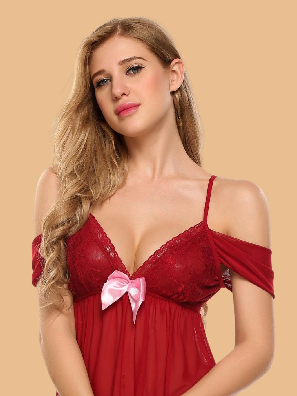 Women's Off Shoulder Lace Nightdress