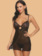 Women's Keyhole Lace Nightdress With G-String