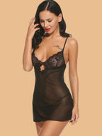 Women's Keyhole Lace Nightdress With G-String