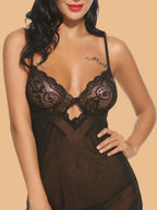 Women's Keyhole Lace Nightdress With G-String