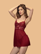 Women's Scallop Lace Nightdress With G-String